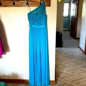 Blue One Shoulder Bridesmaid Dress, wore once size 6